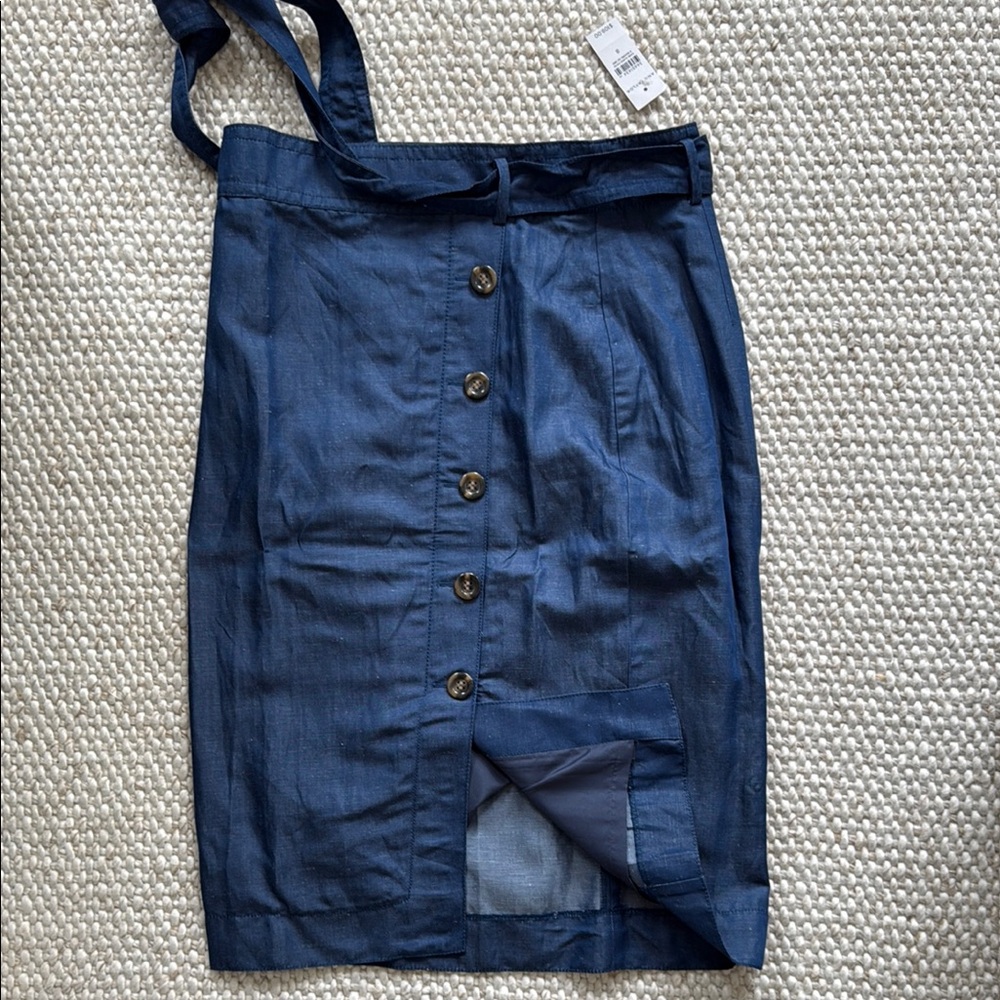 Ann Taylor Blue Knee-Length Pencil Skirt with Slit